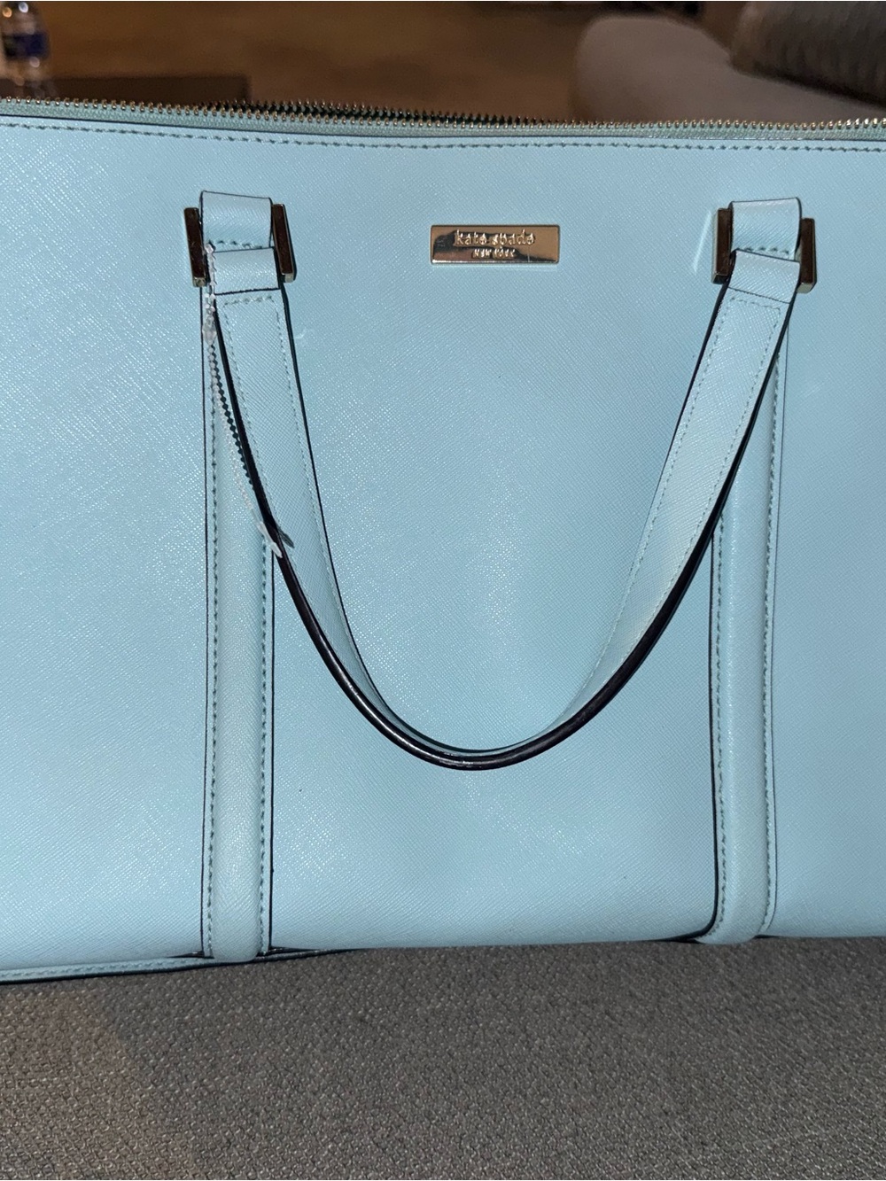 kate spade pastel blue structured tote